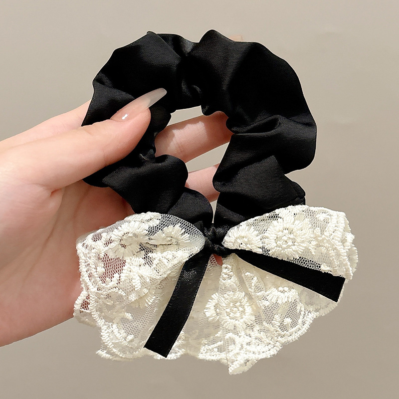 Ballet estilo encaje intestino grueso lazo para el cabello de alto valor con cola de caballo cuerda para el cabello flor para la cabeza niña de verano bola cabeza cuerda para el cabello accesorios para el cabello