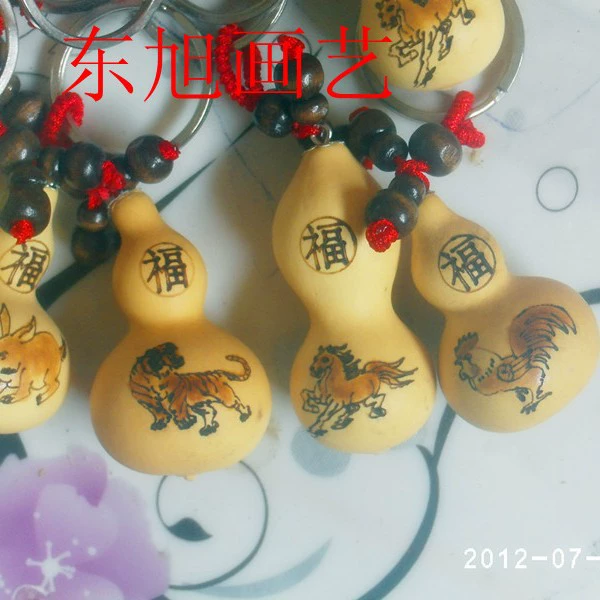 Factory wholesale planted gourd common currency zodiac keychain gourd