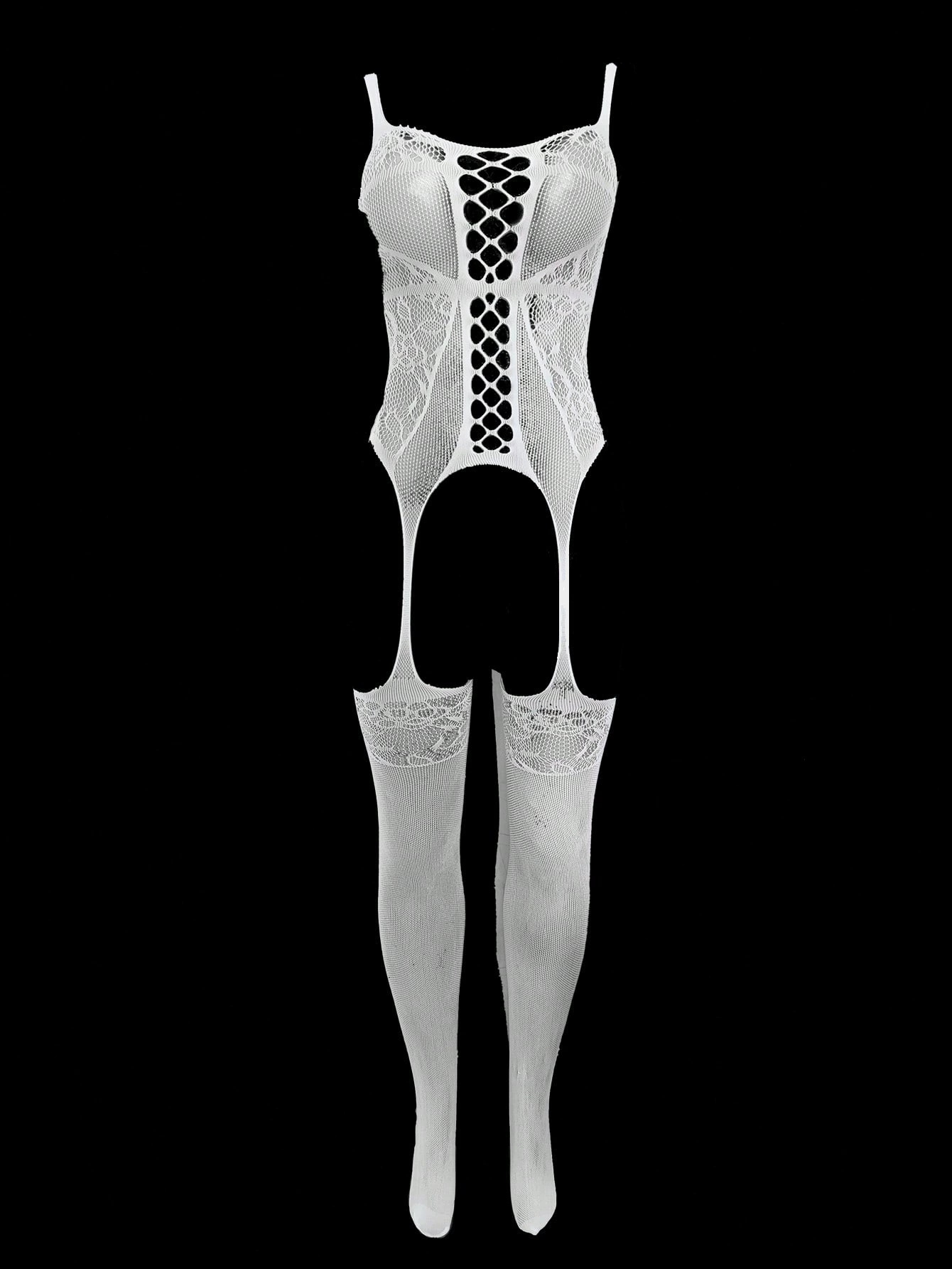 Сет белья Sexy Fishnet Lingerie от марки 越蝶 - Жгучие, соблазнительные униформы для уверенных женщин