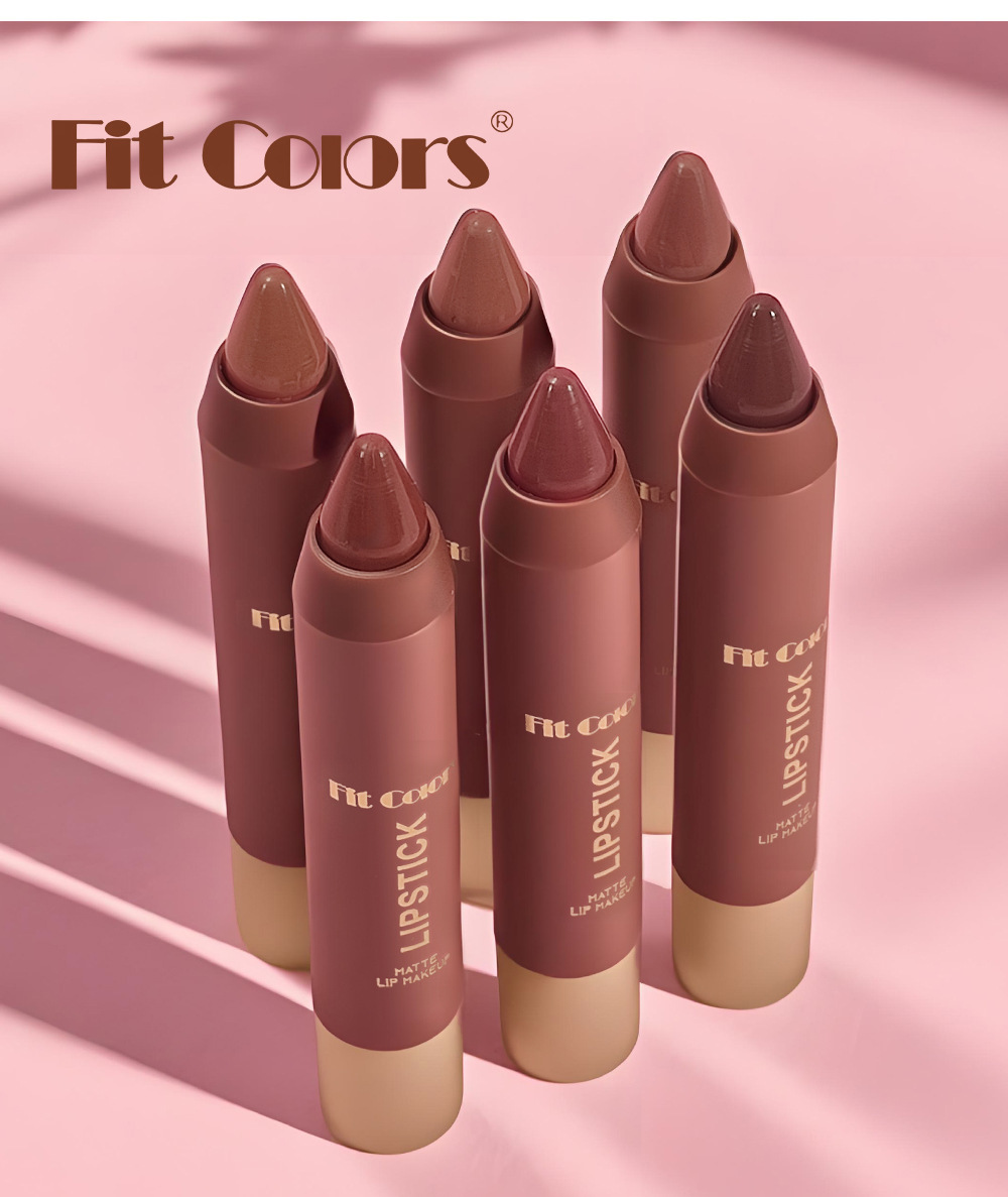 Sett med 6 matte sjokolade-leppestifter med lipliner_voghion.com