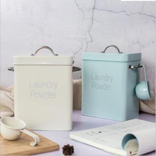 The new Nordic style ins style washing powder barrel can hold 3kg small size 25kg rice barrel 5kg to send the same small spoon