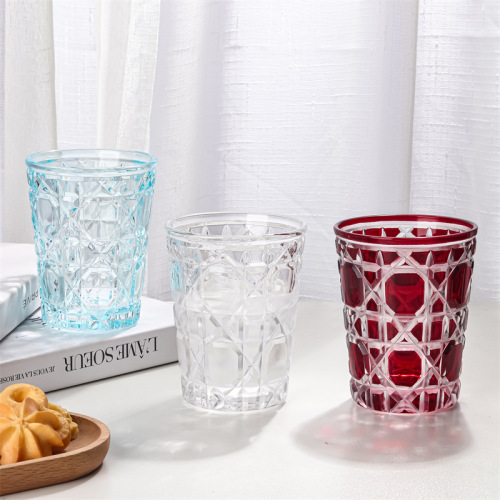 European style colorful plaid creative whiskey cup beer cup hand-engraved cup glass water cup coffee cup foreign wine cup