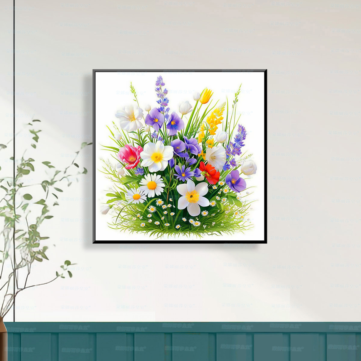 Mona Lisa real bordado cruzado nuevo estilo fresco simple flor flor sala de estar decoración de entrada bordado a mano