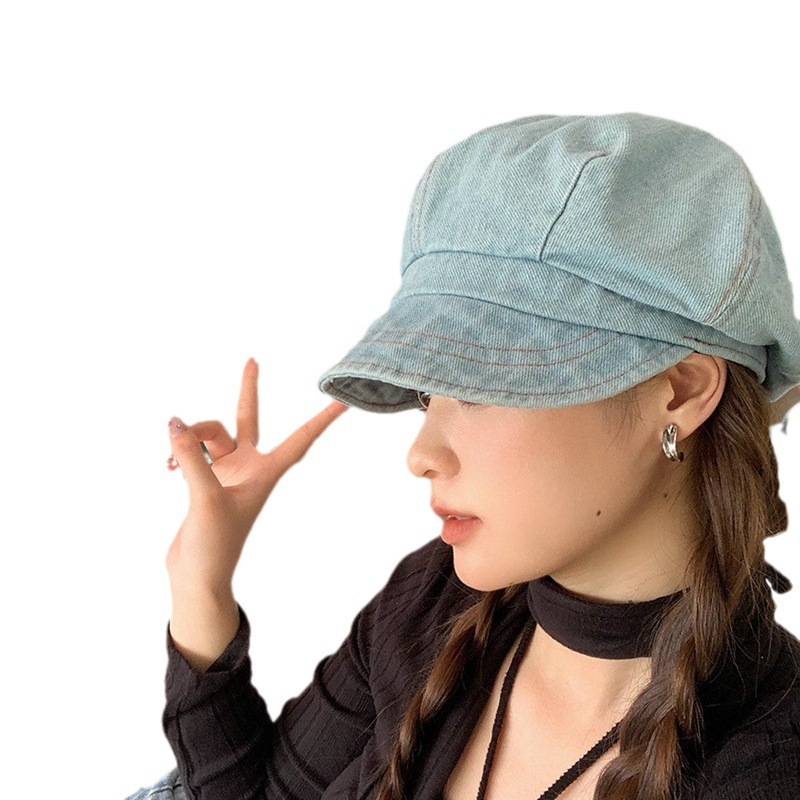 韓国版のファッションの小さい金属の標識のカウボーイのベレーの帽子の復古的な八角の帽子の女性のファッションの画家の帽子の百合は顔が小さいです。|undefined
