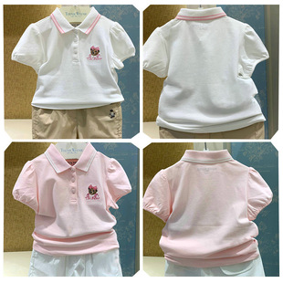In Stock 24 summer new Korean style girls' fashionable all-match cotton knitted casual polo shirt TKHA21A451K