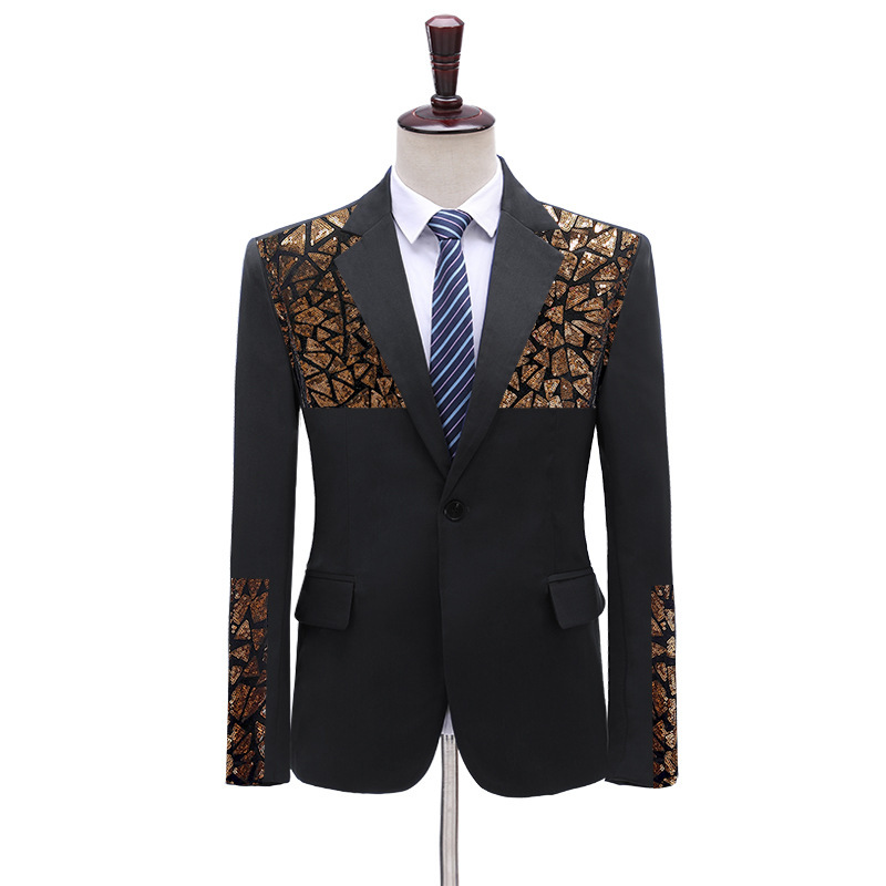 Cross-Border American size men's suit costume men's coat nightclub singer colorful bright suit men's sequined stitching dress