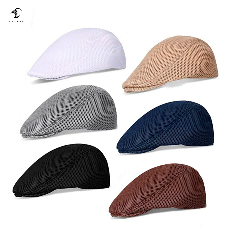 Baixiaoyuan malla de los hombres casquillo de malla casquillo de verano transpirable sombrero para el sol sombrero delantero estilo británico sombrero