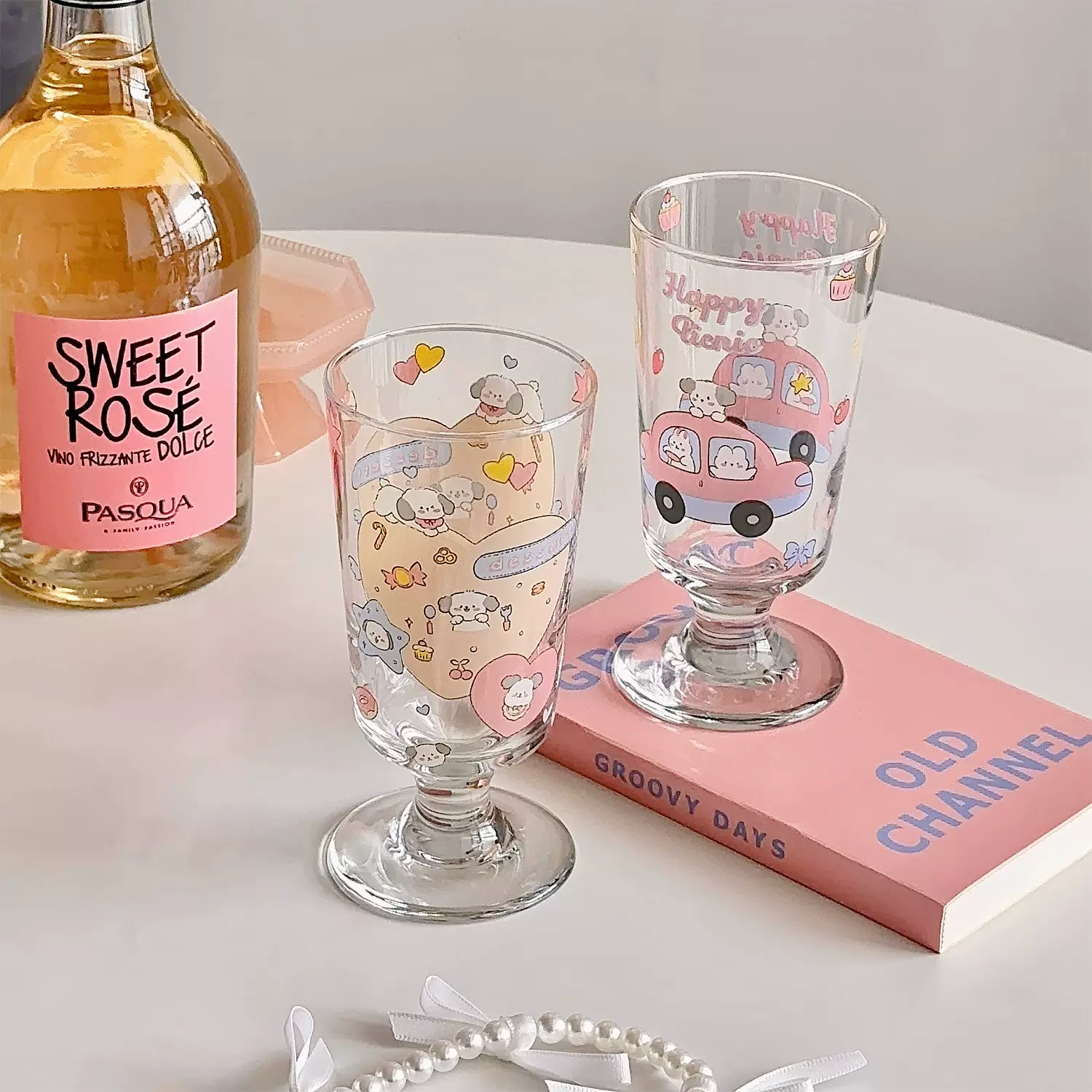 慢如旧-卡通玻璃杯高颜值少女心可爱小狗耐热大容量早餐杯牛奶杯