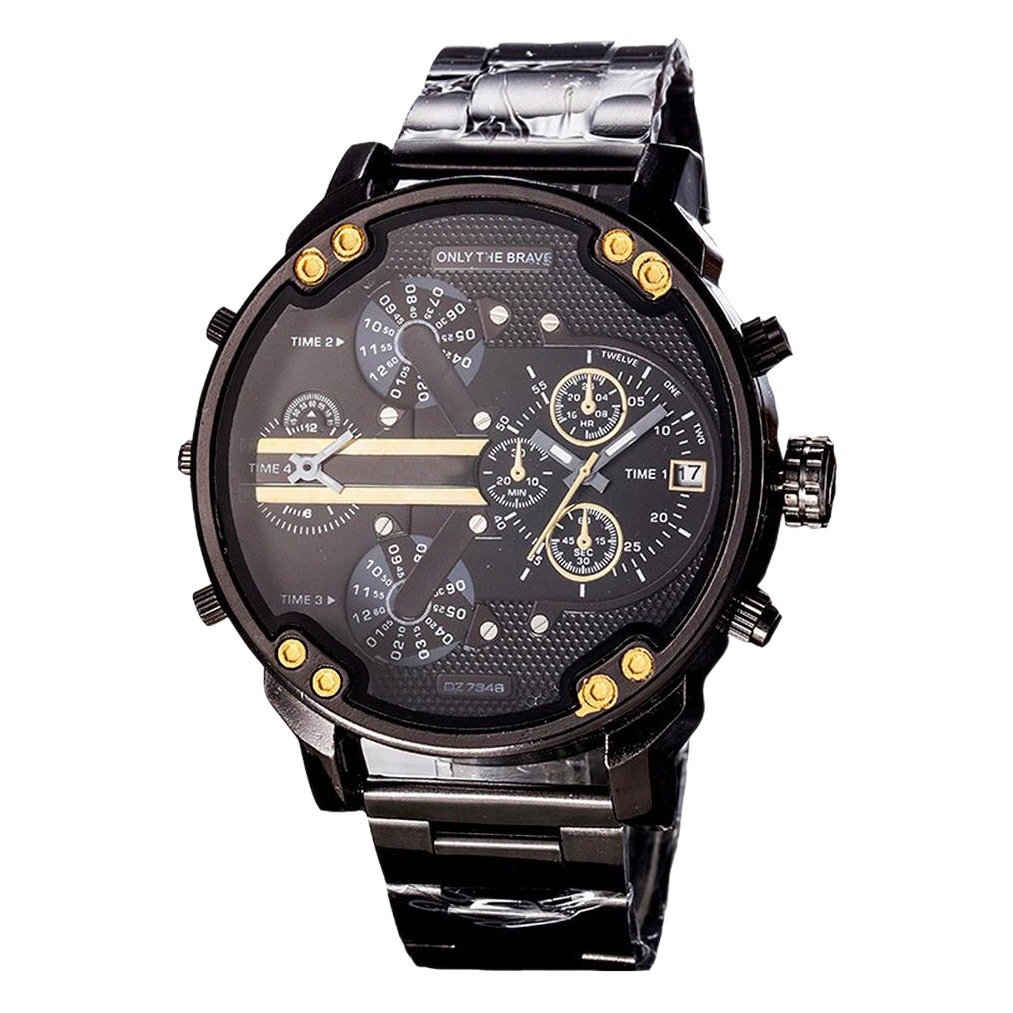 Reloj de hombre a la moda, elegante reloj con esfera grande, reloj de cuarzo de acero inoxidable, reloj de hombre DZ con esfera grande.