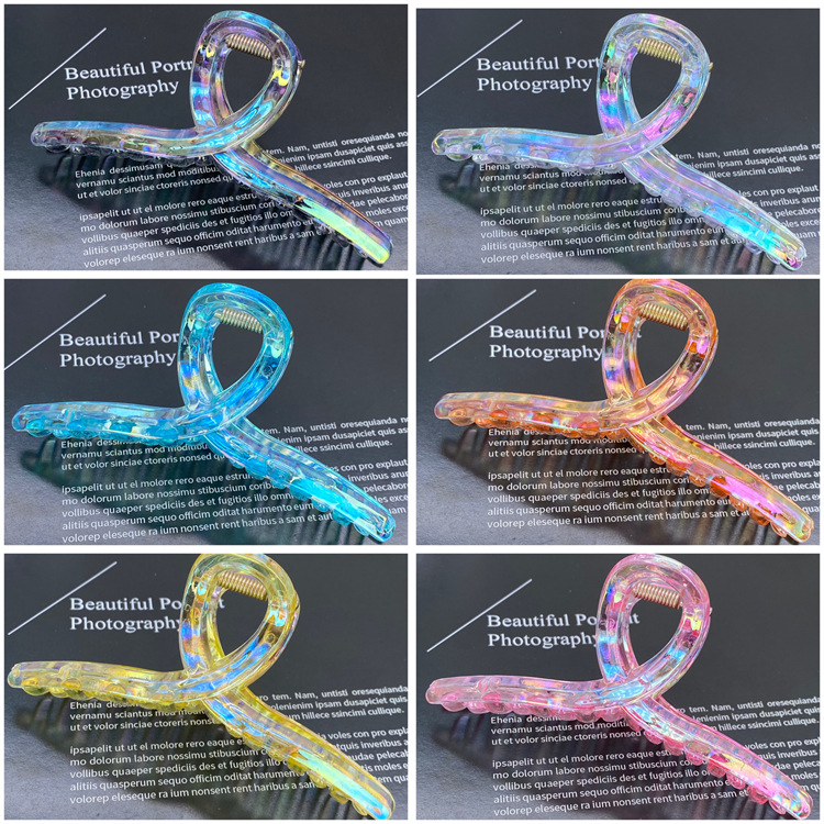 Celebridad en línea elegante colorido sirena color clip de pelo Cabeza trasera grande pinza de pelo chica clip de pelo updo pelo clip de baño hembra