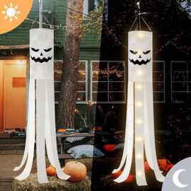 跨境Halloween万圣节风筒旗户外鬼节幽灵旗恐怖节日旗帜风向袋