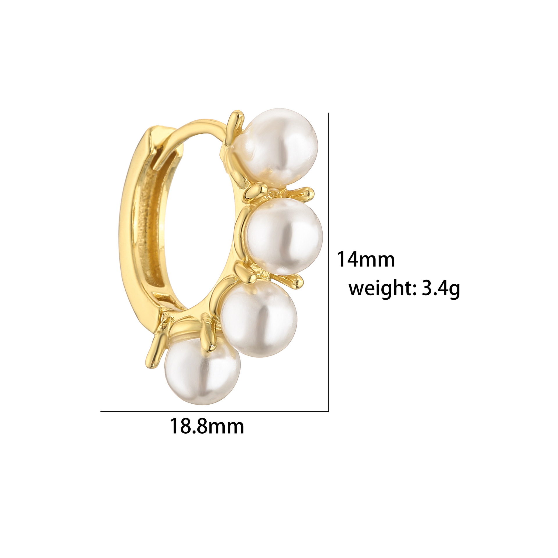 Geometric Pattern Elegant Geometric Copper Inlay Artificial Pearls Zircon Earrings 1 Pair