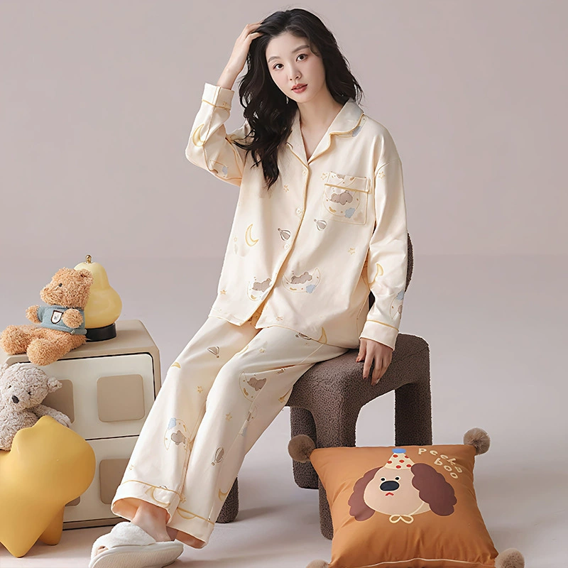 Пижамный набор Hello Kitty на осень (Hello Kitty) милый японский стиль, хлопок с длинным рукавом, размеры M–XXL