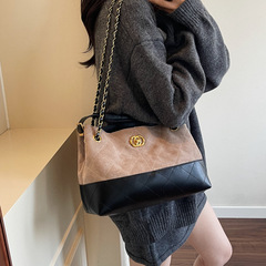 小香风麂皮棕色包包托特包女大容量2025新款链条包复古hobo腋下包