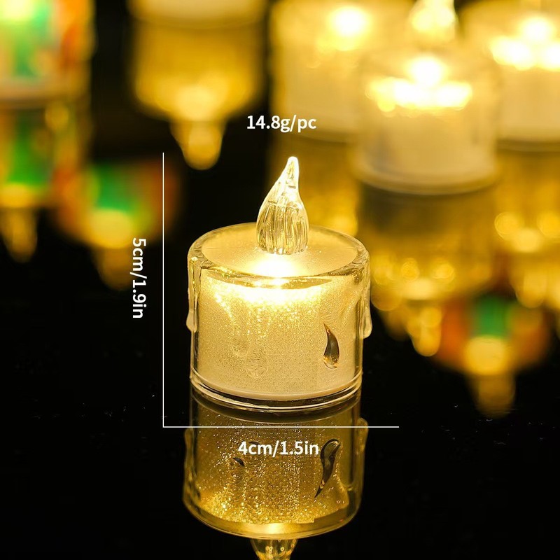 仿真迷你LED电子蜡烛透明水晶流泪小蜡烛节日氛围浪漫摆件装饰灯|undefined