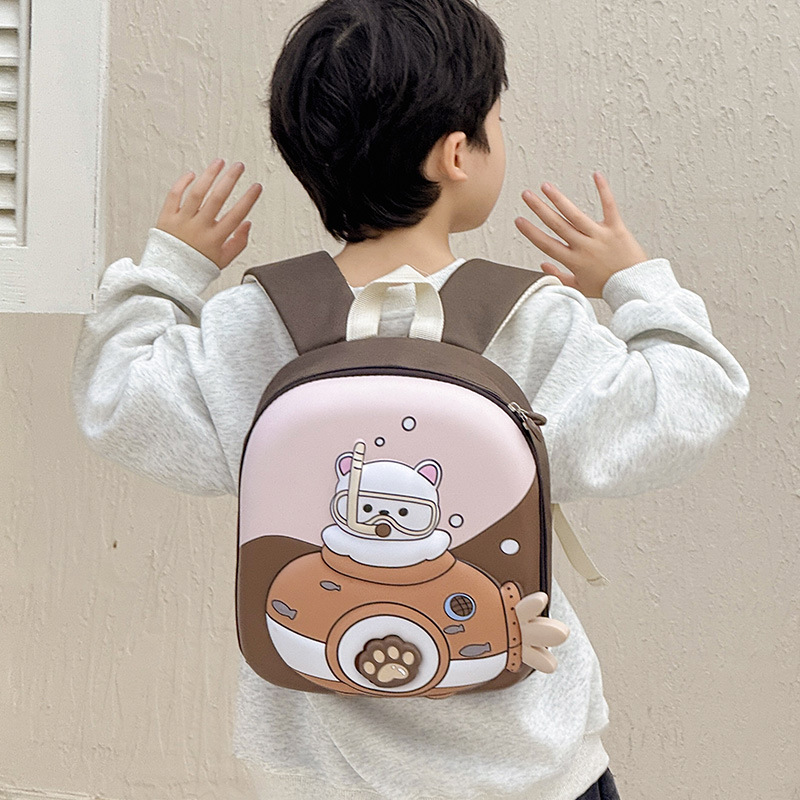 Nueva mochila infantil portátil con cáscara de huevo lindo oso bebé mochila submarino de dibujos animados mochila de moda para niños y niñas