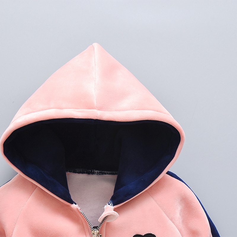 Children's clothing set for boys girls, plush thickened autumn and winter 2023 new style with hat, western-style_voghion.com