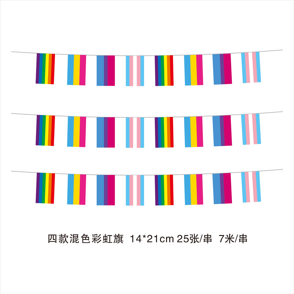 Bandera de arcoíris en cadena, bandera triangular en cadena, bandera de arcoíris colgante, bandera de carreras a cuadros, bandera del Día de la Independencia Europea, bandera de arcoíris en cadena