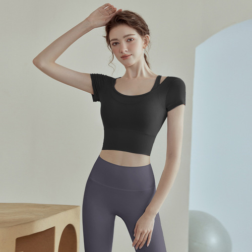 Sports Tank Top for Women with Bra Cup, Shockproof, Quick-Drying, Running, Sexy Fitness, Pilates Training Top, Autumn