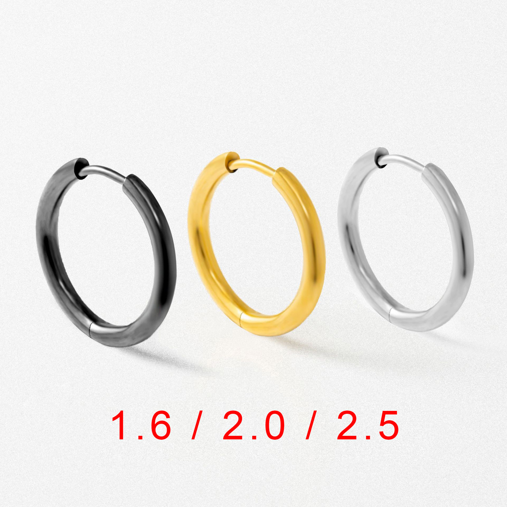 Cross-border hot sale European and American titanium steel simple ear buckle 2.5mm basic ear ring stainless steel thick earrings wholesale