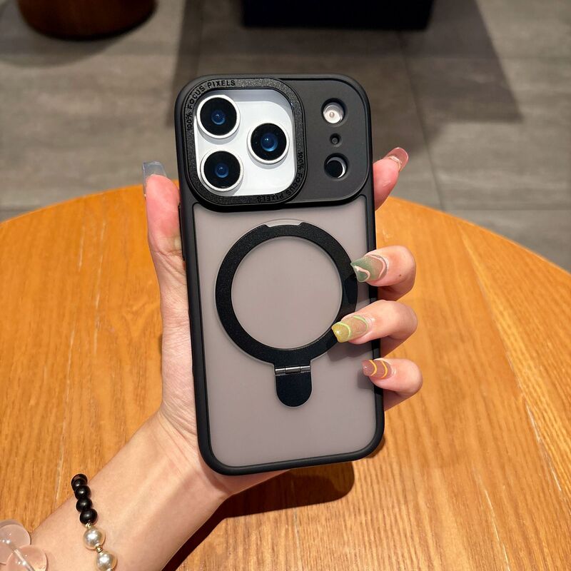 适用iPhone17promax手机壳折叠磁吸支架苹果16磨砂肤感防摔保护套|undefined