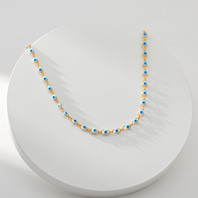 Retro Devilu0027S Eye Copper Inlay Glass Necklace