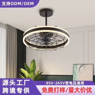 Customized American Retro Iron Ceiling Fan Lamp Restaurant Electric Fan Industrial Style Cage Fan Lamp Remote Control Ul Certification