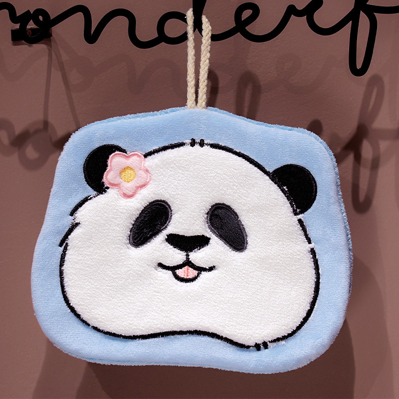 Panda lindos toallas de lana de coral siete niños flores colgantes toallas pequeñas súper absorbentes de agua secado rápido toallas cuadradas para niños