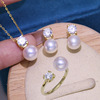 Accessory, helmet from pearl, set, earrings, pendant, ring, silver 925 sample