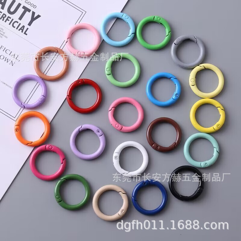 Color metal open circle paint zinc alloy spring ring circlip book ring color spring buckle outer diameter 24mm Color metal open circle paint zinc alloy spring ring circlip book ring color spring buckle outer diameter 24mm