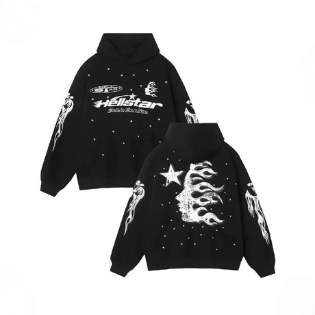 Cyberpunk Hoodie Cross-border New Hell Star Sweater Y2k Hoodie European and Amer