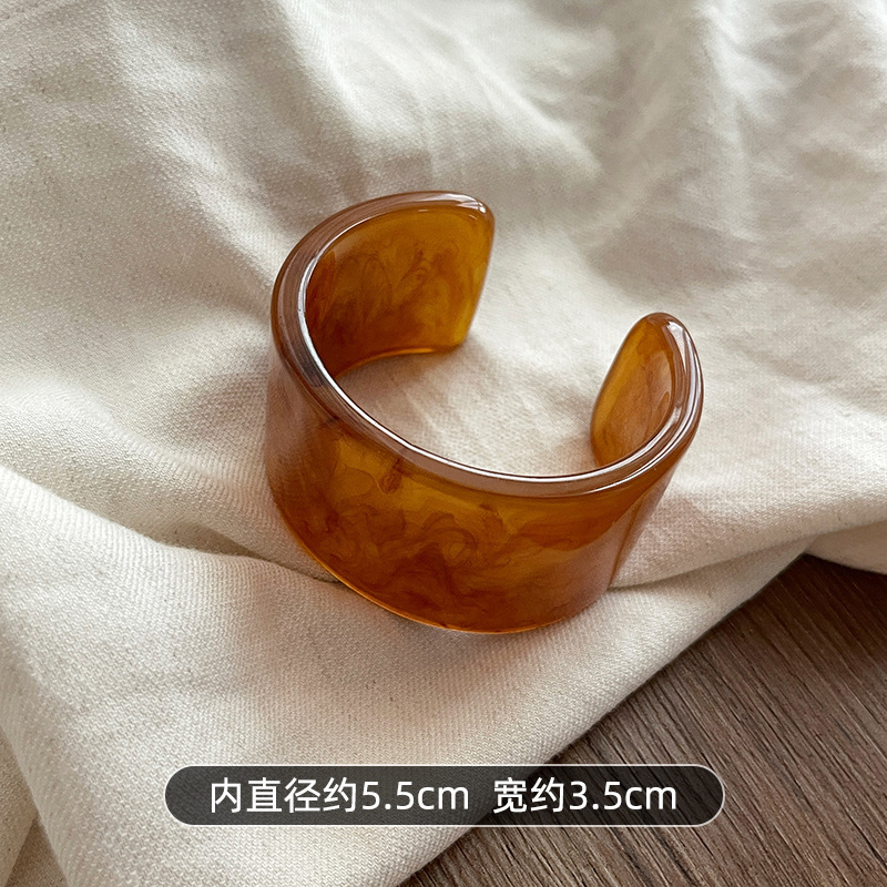 マカロンカラー樹脂オープンブレスレットレディースファッションレトロ気質ブレスレットニッチデザインクロスボーダーブレスレット卸売|undefined