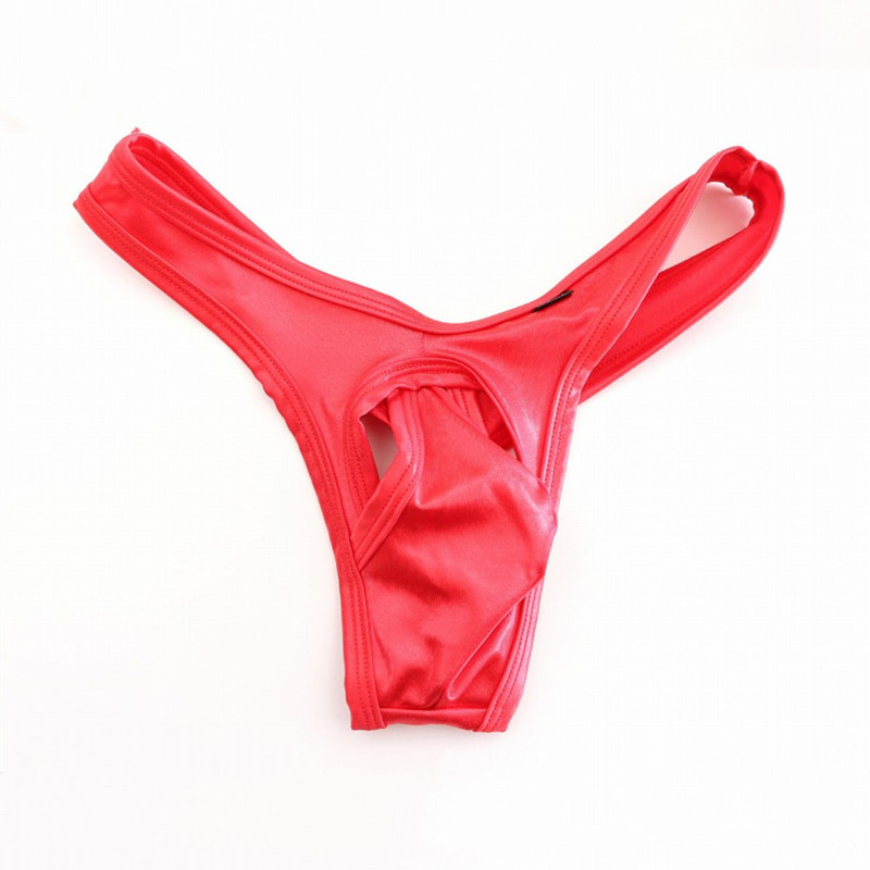 New men's hollow stitching thong men's T-pants sexy stretch silky through air bag base Retail Wholesale