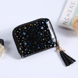 2025 Wallet Women's New Simple Ladies Small Star Tassel Wallet Basic Short Wallet Pu Money