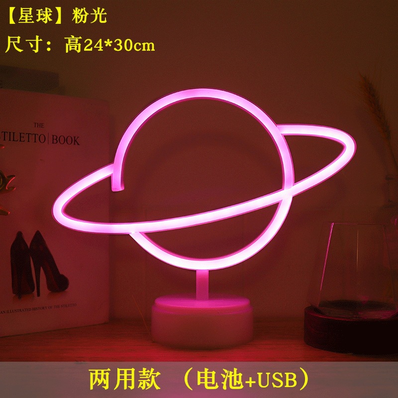 Lámpara de diseño LED de venta directa de fábrica, base de neón, flamenco, relámpago, luz nocturna, luces navideñas redondas