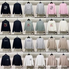 跨境高版本奢潮LOE意微刺绣纯棉罗家简约宽松圆领连帽衫卫衣现货