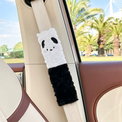 Car Seat Belt Shoulder Cover Plush Anti-Wear and Anti-Le Car Shoulder Cover Cute Cartoon Safety Shoulder Cover (Seat belt shoulder pad) - rabbit-fur-scratched-puppy-shoulder-pads-white
