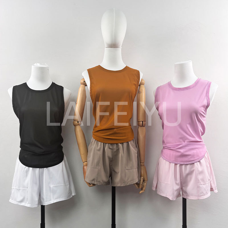 Fashion Casual Suit Women's Summer Mesh Ice Silk Ultra-Thin Vest Badminton Quick-Drying Shorts Morning Running Two-Piece Set