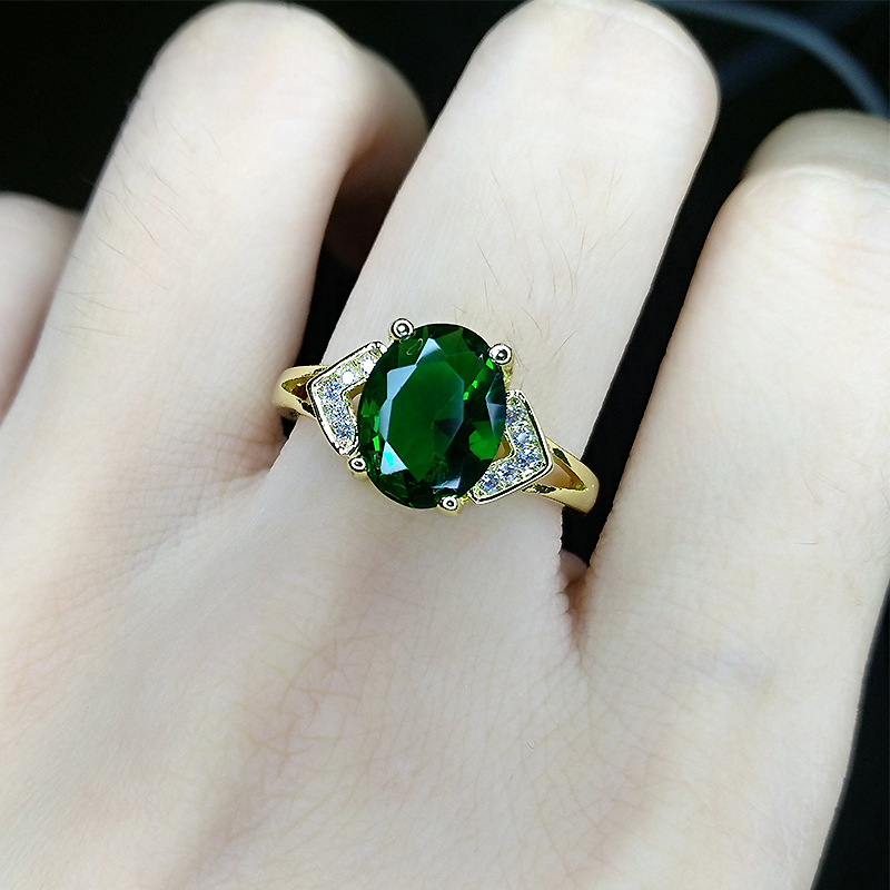 Fashion Oval Copper Plating Inlay Artificial Gemstones Rings 1 Piece