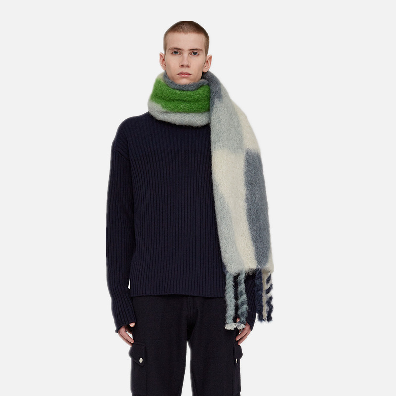 Comercio exterior transfronterizo Arco Iris rayas borla bufanda moda europea y americana larga Cachemira-como colorido bufanda a rayas para las mujeres