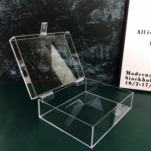 ll Transparent Flip Storage Box with Lock Acrylic Display Box Dustproof Cosmetic Box Desktop Stationery Storage Box