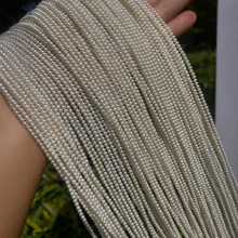 真珍珠3mm天然淡水小米珠半成品项链近正圆高光白亮高级感批发