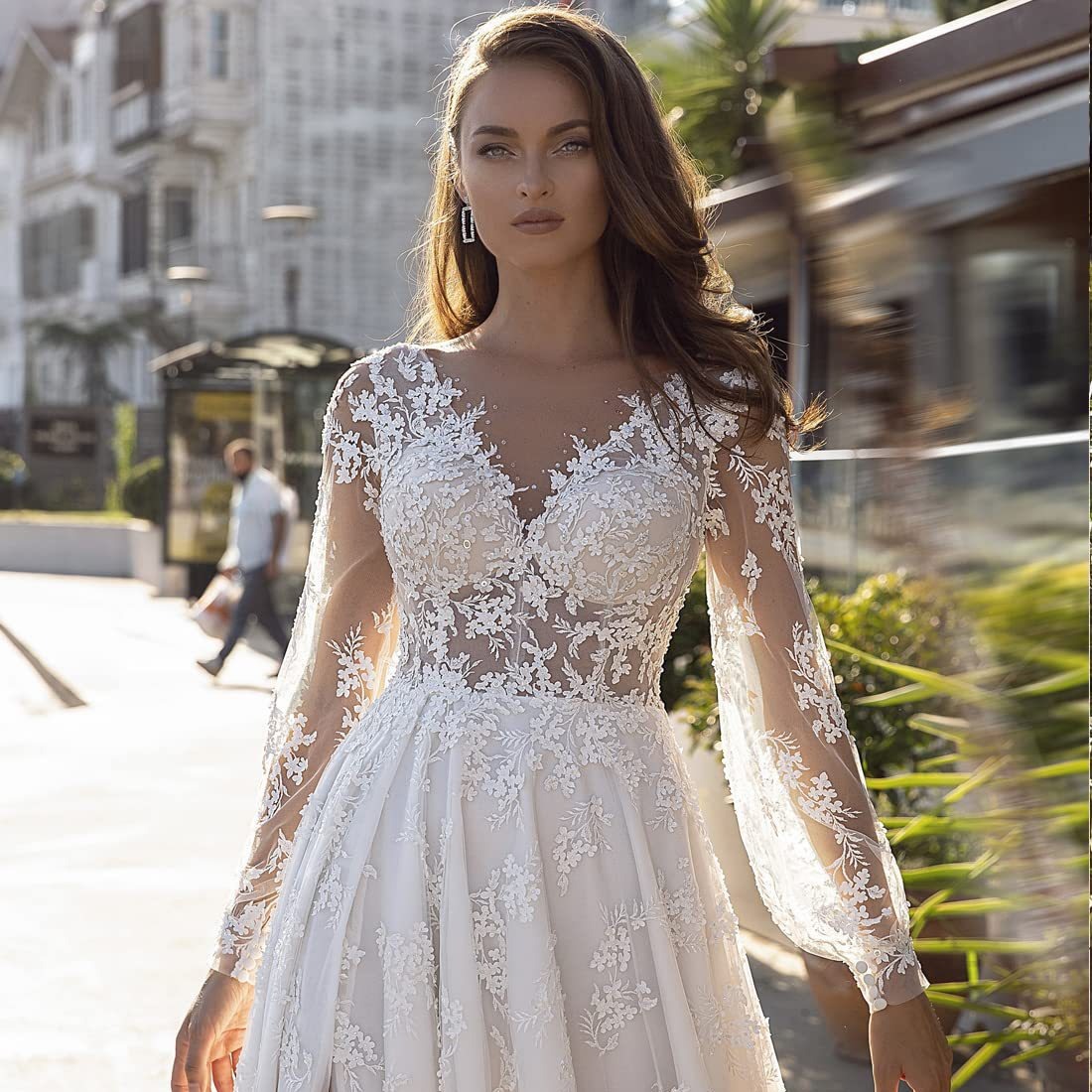 2026 New Women's Lace Applique Vintage V-Neck Wedding Dress Prom Dress Mermaid Wedding Dress Bride Wedding Dress
