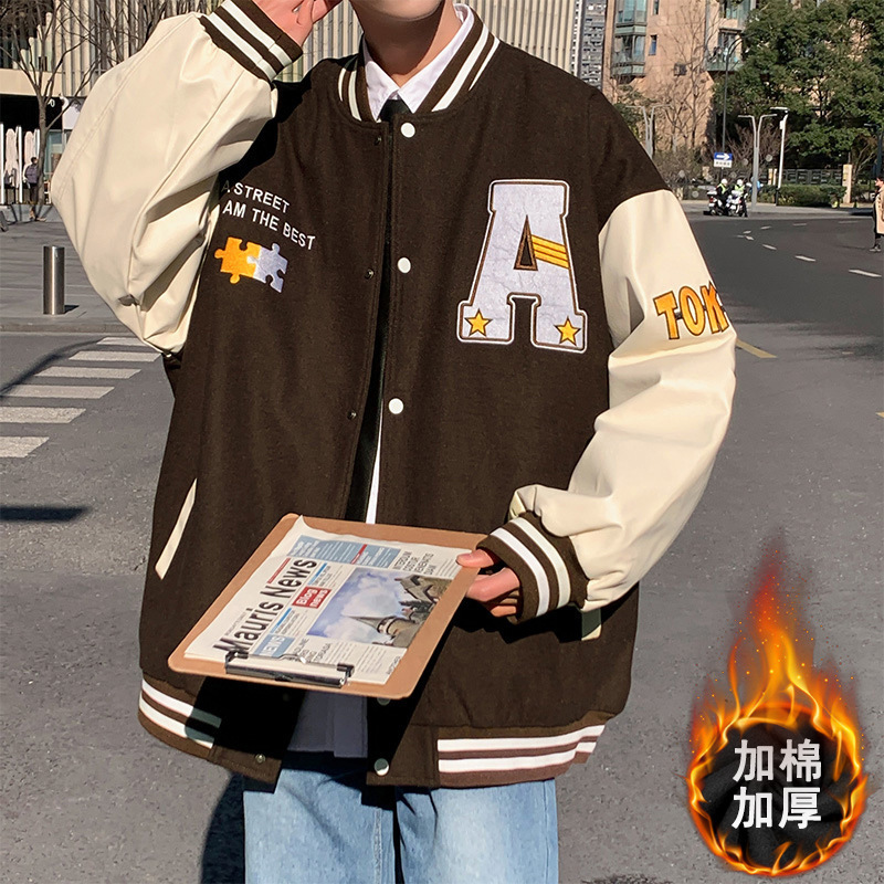 Vintage americano bordado chaqueta de béisbol chaqueta de moda masculina callejera suelta pareja chaqueta casual jh22120 image 7
