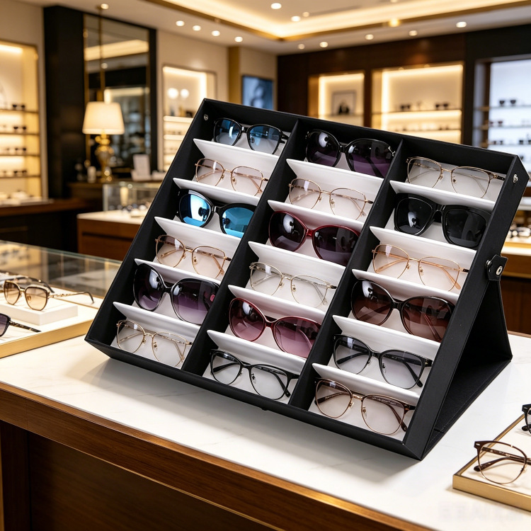 Factory Direct Sales Glasses Display Box 18-Compartment Multifunctional Glasses Display and Storage Box Sunglasses Display Box Factory Direct Sales Glasses Display Box 18-Compartment Multifunctional Glasses Display and Storage Box Sunglasses Display Box