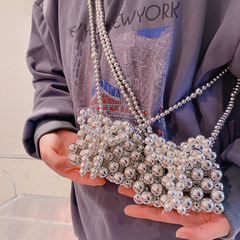 3218法式仙女零錢小包手工編織串珠珍珠包高級感少女蝴蝶結斜挎包