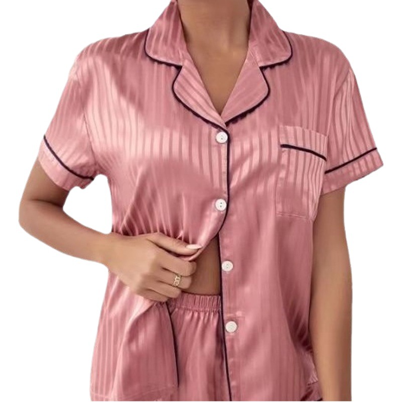 KF salvaje europeo y americano Comercio exterior de las mujeres Ropa para el hogar de manga corta pijamas de seda artificial de las mujeres de verano multicolor traje de estilo multi