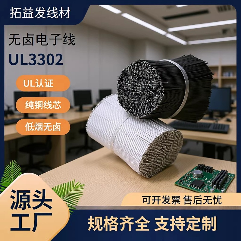 厂家定制低烟无卤UL3302电子线 28AWG导线电池连接线两头沾锡加工