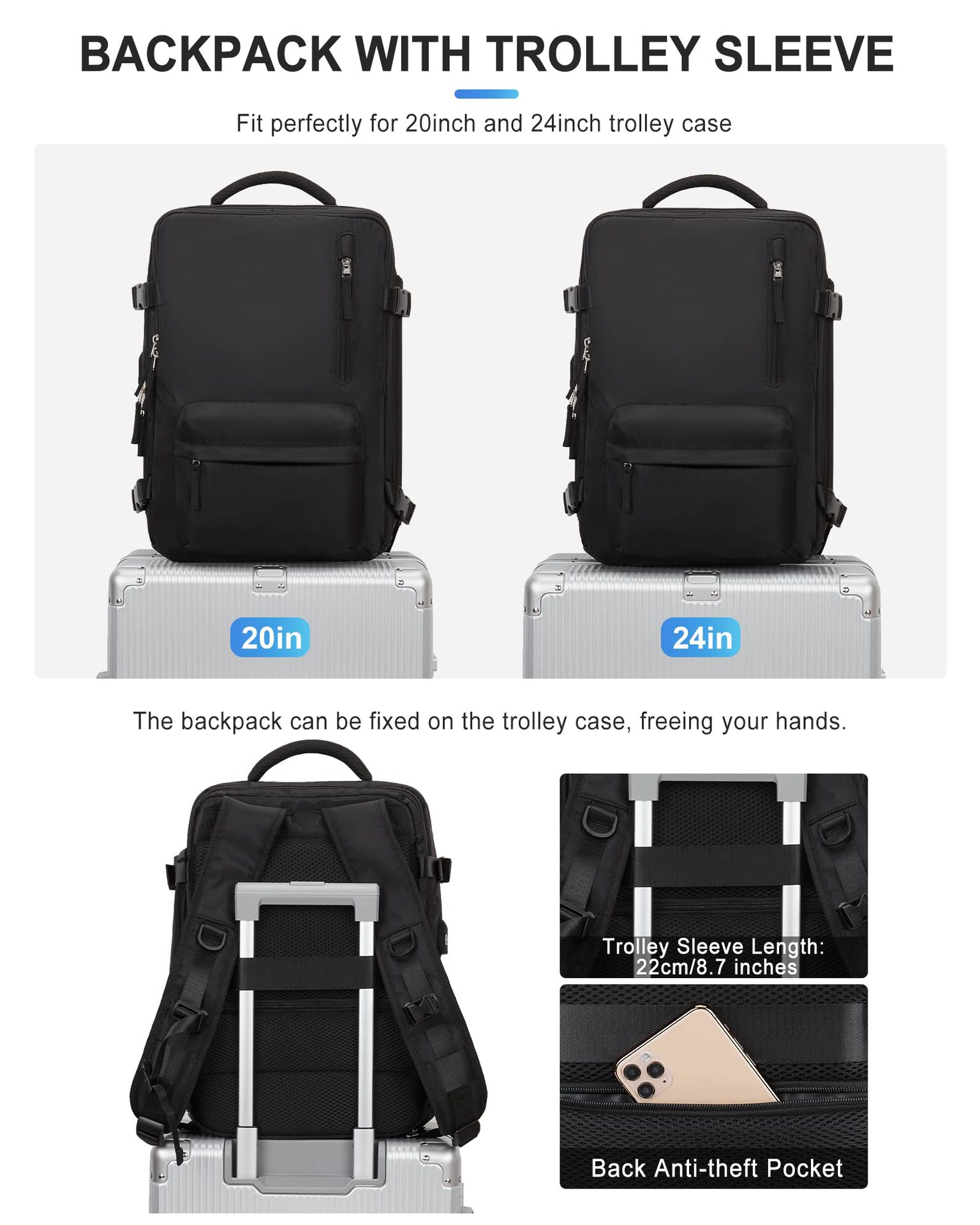 1875g Weight Nylon Lining Material Zipper Closure Type Double Shoulder Straps Strap Type Functional Backpack Bags Type Travel, Daily Occasion Nylon Material Women's Backpack Backpack Solid Color Pattern All Seasons Season Unisex Gender Streetwear Style Square Shape Solid Color Travel Daily Women's Backpack 21