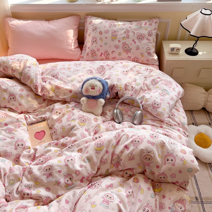 A clase de algodón ultra suave lavado con agua cuatro piezas de madres y bebés cubierta de cama desnuda dormitorio de estudiantes ropa de cama de tres piezas